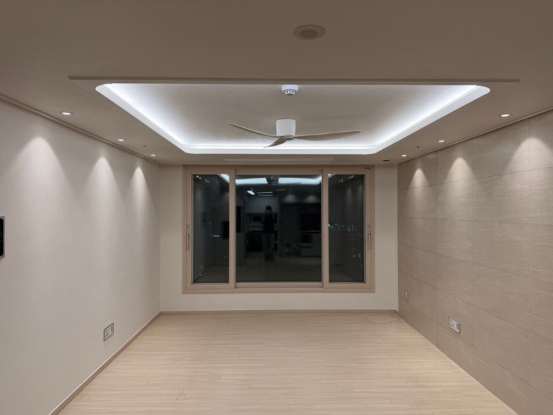 대구 25평대 아파트 입주 인테리어시공, 디아망 크림화이트전체시공, 로슬러실링팬, led매립....