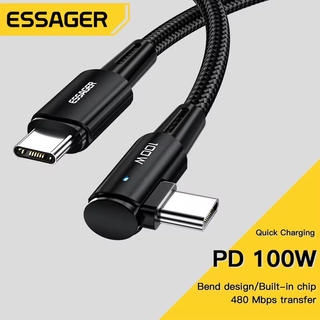  Essager 100W USB C 케이블 - 90도 꺾임 고속충전 케이블 아이패드 맥북 호환