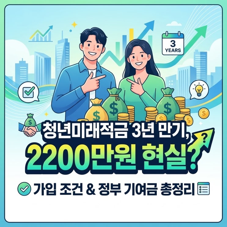  청년미래적금 3년 만기, 2200만원 현실? 가입 조건 & 정부 기여금 총정리