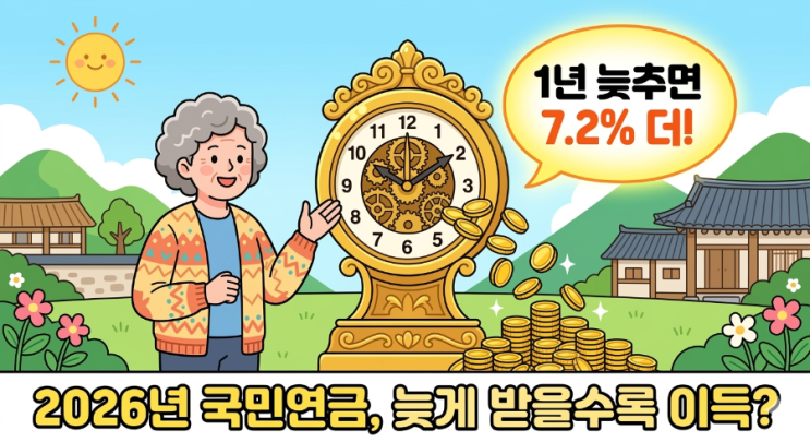  국민연금 1년 미루면 7.2% 더 받는다, 2026년 은퇴자 필수 계산법