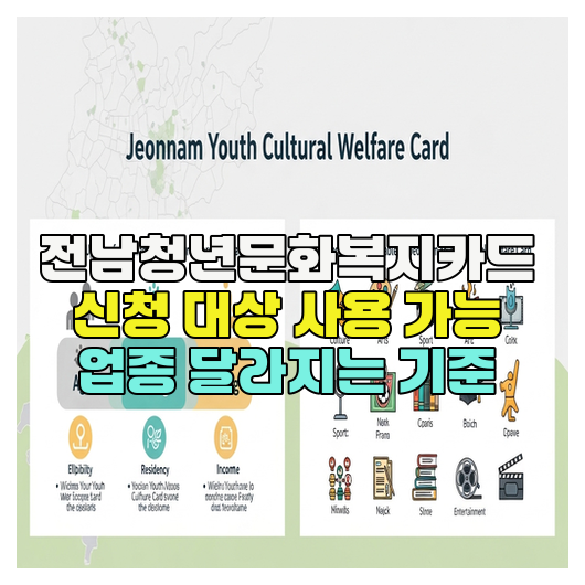  전남청년문화복지카드 신청 대상 사용 가능 업종 달라지는 기준