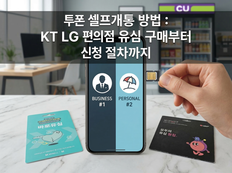  투폰 셀프개통 방법 : KT LG 편의점 유심 구매부터 신청 절차까지