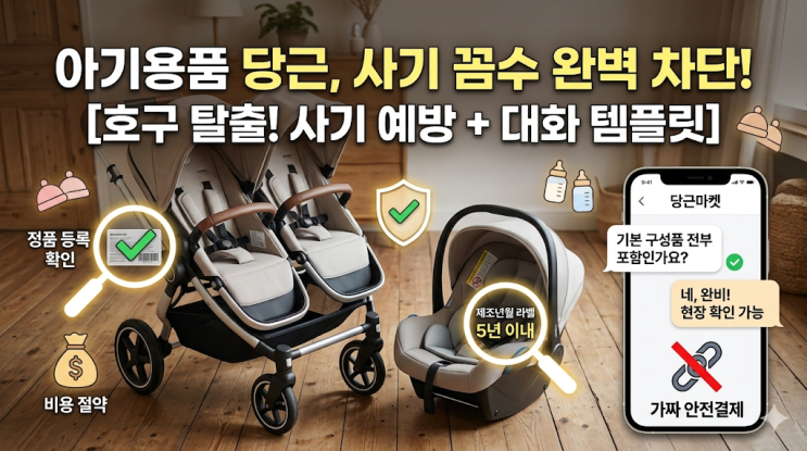  [아기용품 중고거래] 쌍둥이 유모차 카시트 당근마켓 직거래 사기 피하는 법과 대화 템플릿