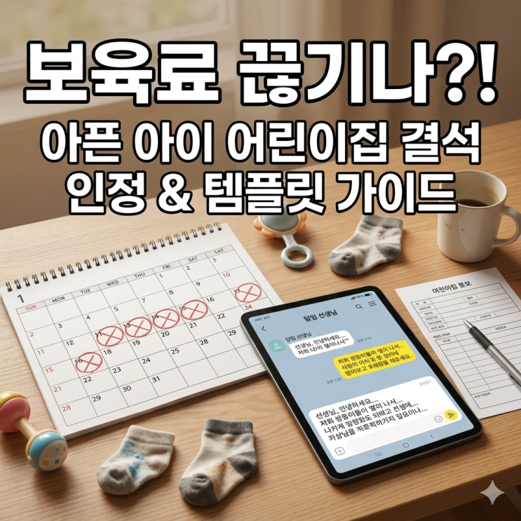  [어린이집 장기결석] 쌍둥이 유치원 보육료 지원 끊기나? 결석 인정 증빙 서류와 선생님 연락 템플릿