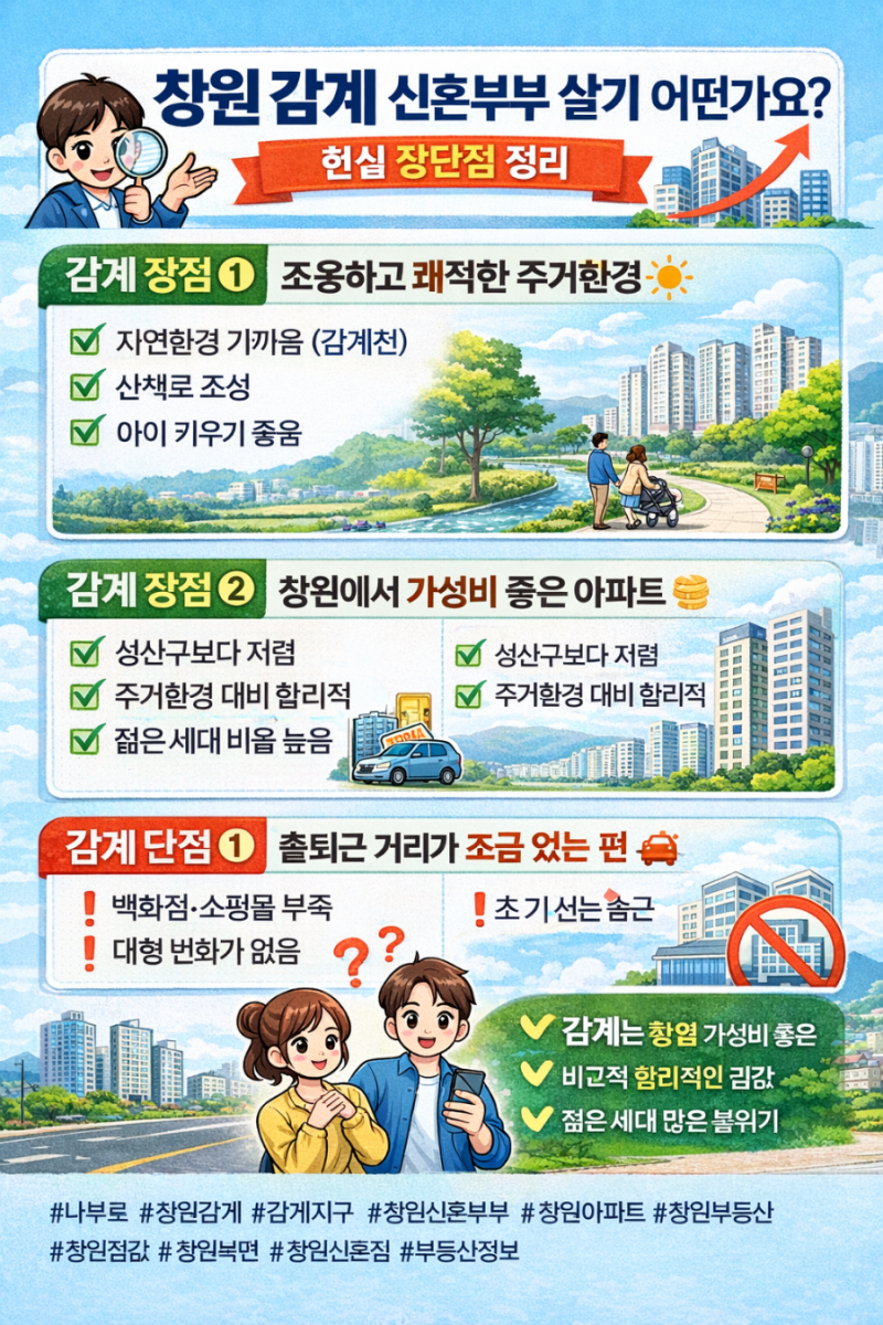창원 감계 신혼부부 살기 어떤가요? 현실 장단점 정리