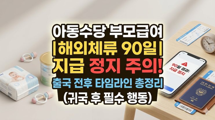  아동수당 부모급여 해외체류 90일 정지 기준, 출국 전후 타임라인 총정리