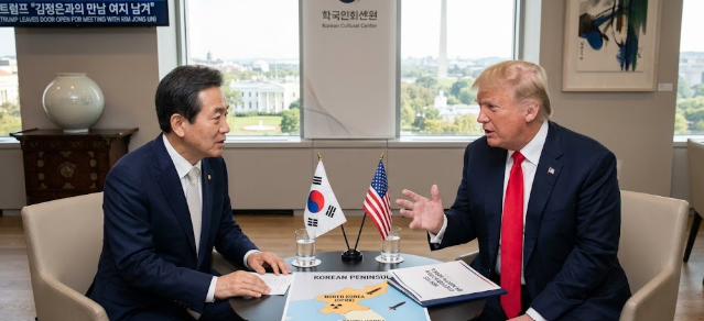 김민석 국무총리와 도널드 트럼프 미국 대통령의 '깜짝 회동'