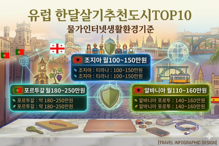  유럽 한달살기 추천 도시 TOP10 : 물가, 인터넷, 생활환경 기준