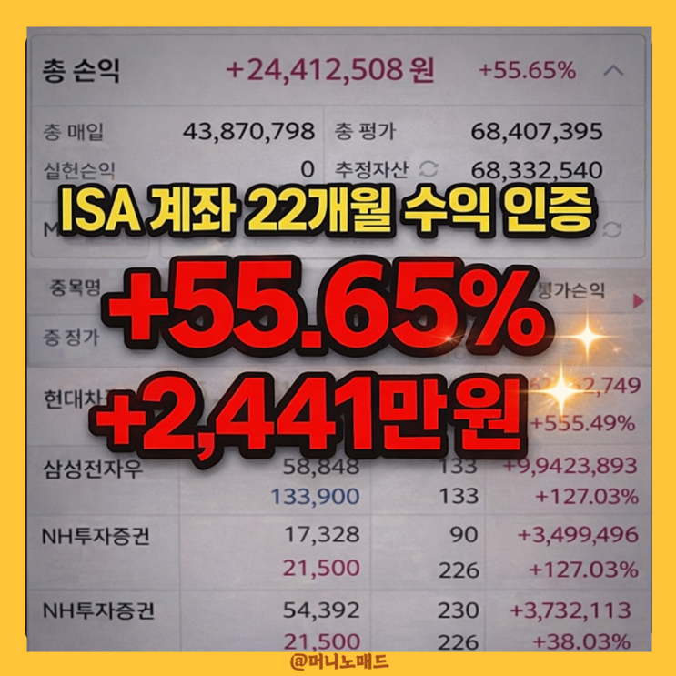  배당주 모으기, ISA 계좌 22개월 투자 기록 수익률 55% 그래도 괜찮은 이유
