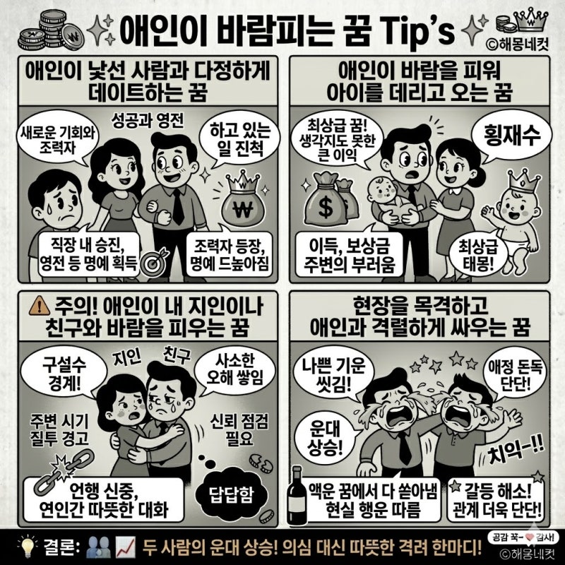 애인이 바람피는 꿈, "상대방이 임신했어요" 막장일수록 당신의 신분은 수직 상승!