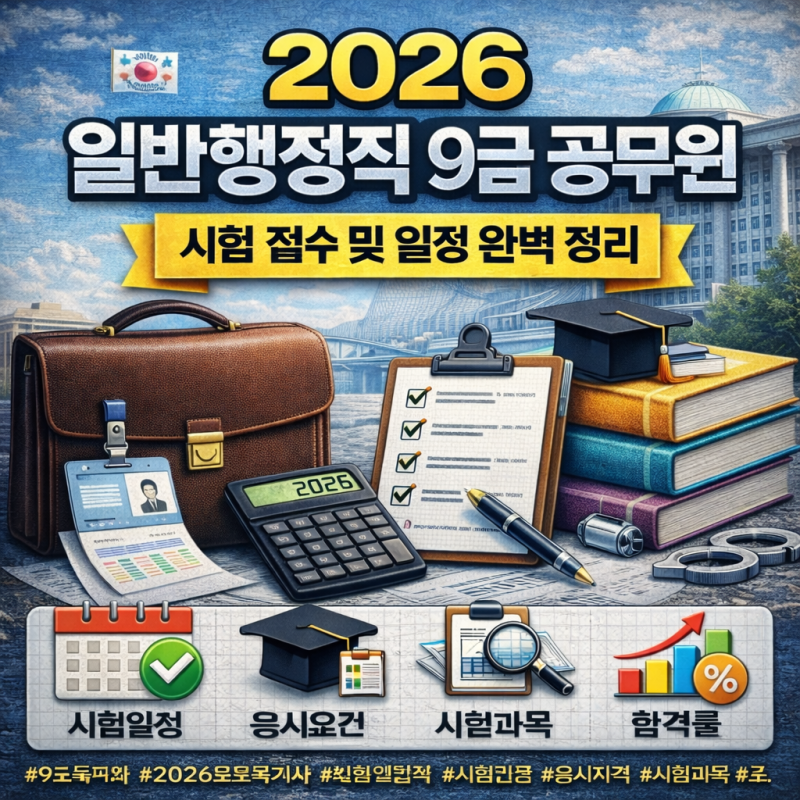 2026년 일반행정직 9급 공무원 시험일정 및 접수방법, 응시자격·시험과목·합격률 핵심정리