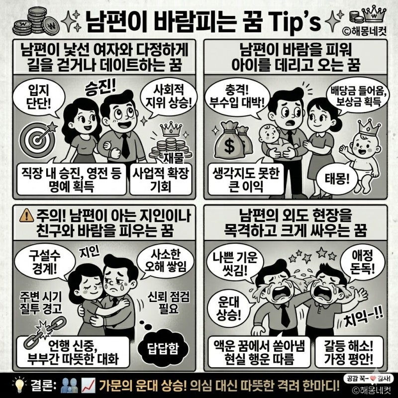 남편이 바람피는 꿈, 눈 뒤집히는 악몽? 사실은 가정에 '복'이 넝쿨째 들어올 신호!