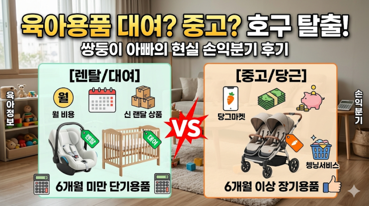  [아기용품 대여 vs 중고] 쌍둥이 유모차 카시트 침대 렌탈 당근 손익분기 현실 후기
