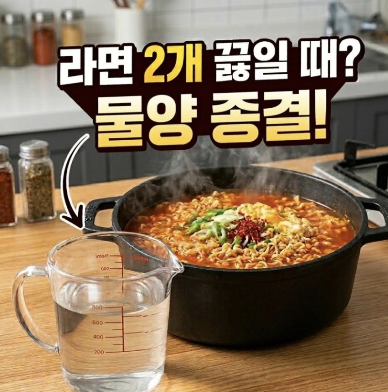 라면 2개 물양 어느정도로 해야할까