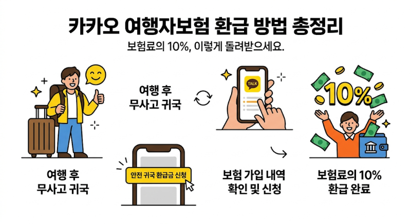 카카오 여행자보험 환급 방법 총정리 | 보험료 10% 돌려받는 조건과 신청 절차
