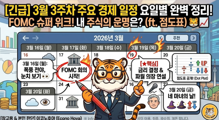  [주간 증시 캘린더] 3월 3주차 경제 일정 총정리: FOMC 슈퍼 위크, 내 주식의 운명은?
