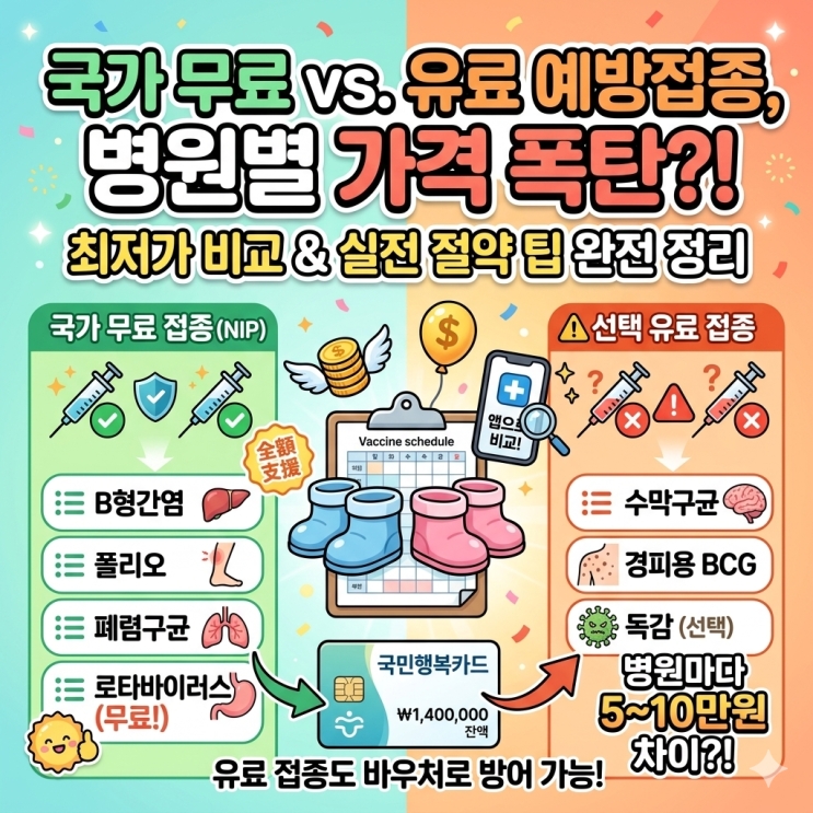  [영유아 예방접종 비용] 쌍둥이 국가 무료 유료 접종 차이와 병원별 최저가 비교 현실 후기