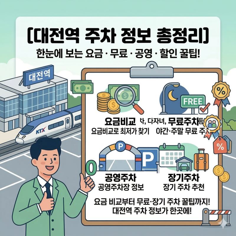 대전역 주차장 요금비교 무료주차장 공영주차장 장기주차 할인 총정리