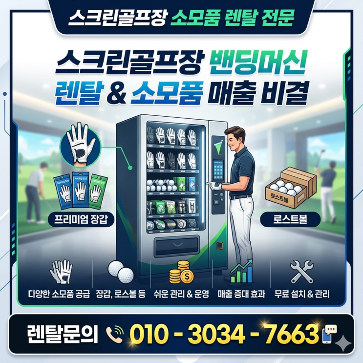  스크린골프장 밴딩머신 렌탈 장갑, 로스트볼 소모품 매출 비결