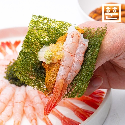  집에서 즐기는 홈마카세 단새우 우니부터 싱싱한 전복 바지락 후기