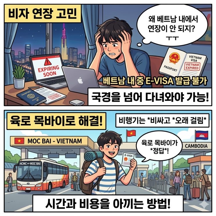 목바이 비자런 최단 시간 컷 호치민 출발 90일 E 비자 갱신 꿀팁