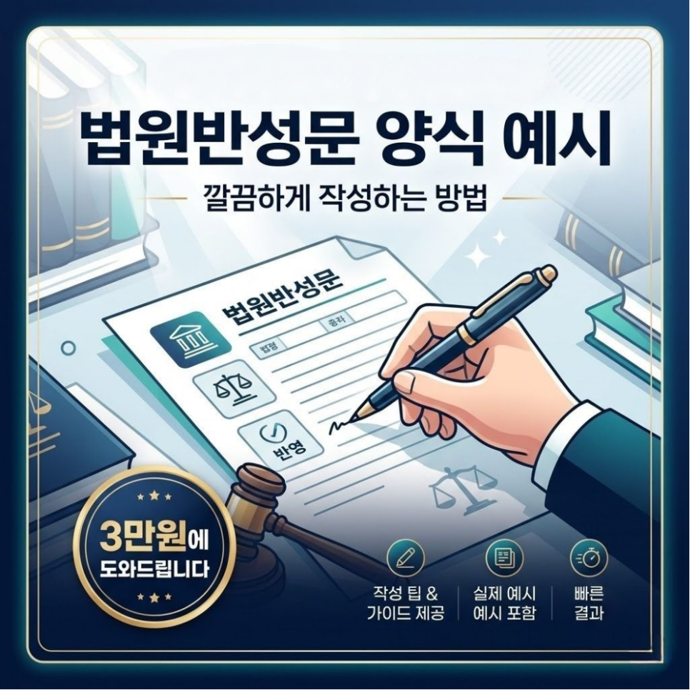 법원반성문 양식 예시 3만원에 도와드립니다