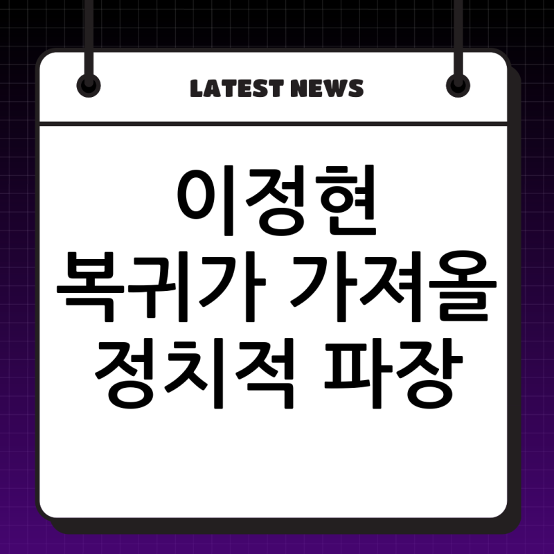 이정현 국힘 공관위원장직 복귀: 정치적 함의와 미래 전망