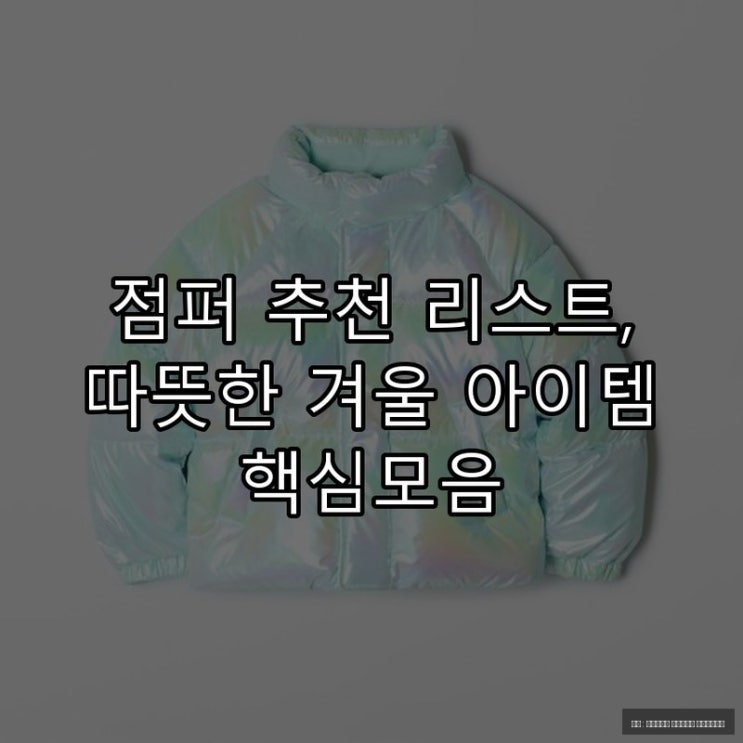  점퍼 추천 리스트, 따뜻한 겨울 아이템 핵심모음
