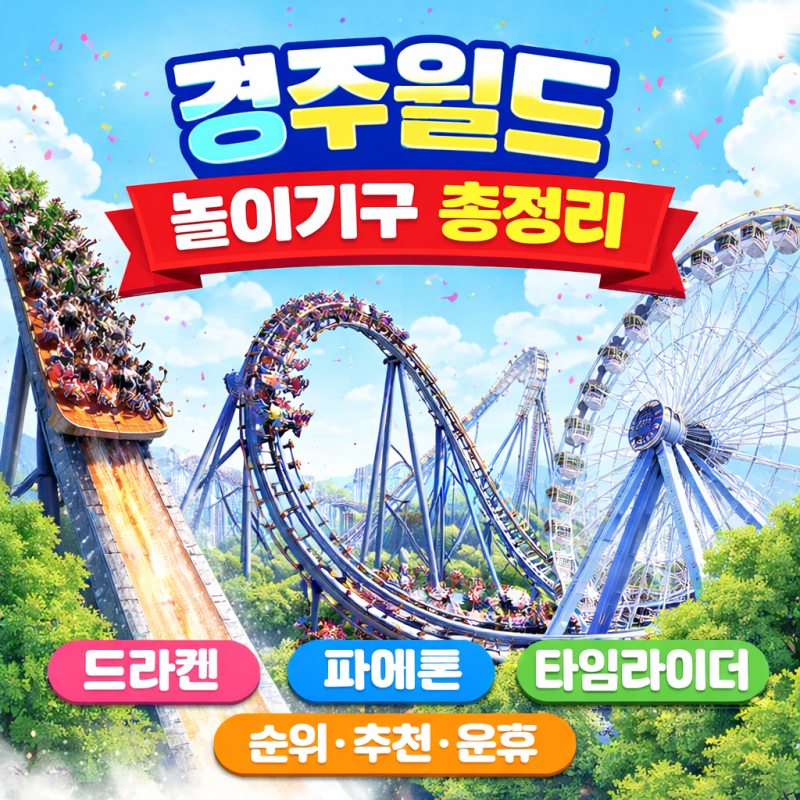 [정보/여행] 경주월드 놀이기구 완전정복 ｜ 드라켄·파에톤·관람차 타임라이더 순위, 후기, ....