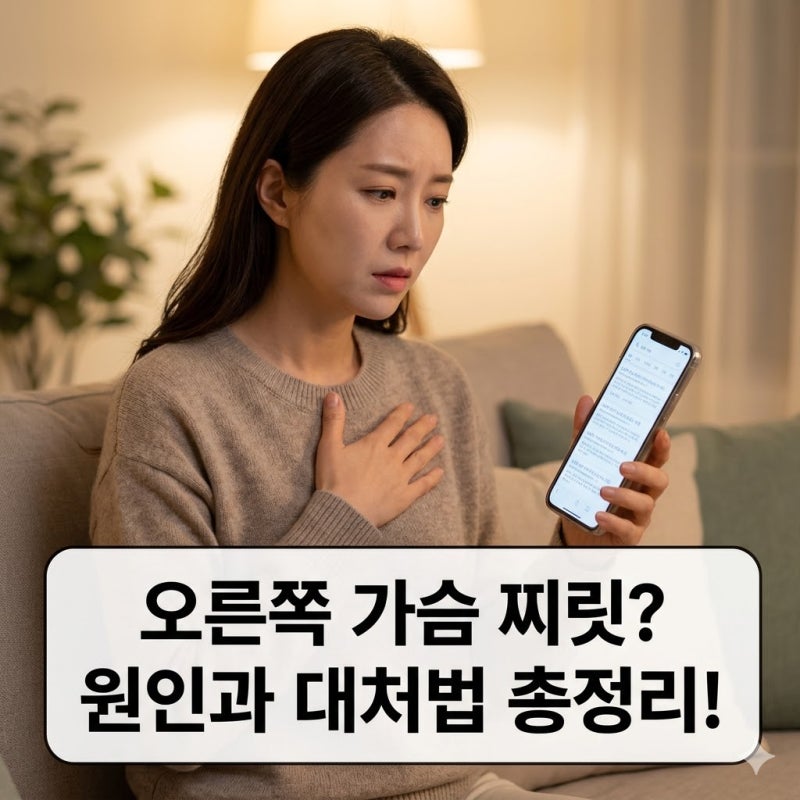 오른쪽 가슴 위 통증 찌릿, 혹시 큰병일까 걱정될 때 확인해야 할 3가지