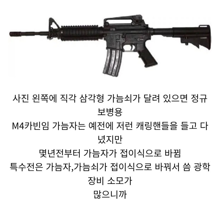  M4카빈 계열중 정규군 보병용 M4카빈 알아채는법