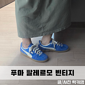봄운동화 푸마 팔레르모 빈티지 블루 착샷 사이즈팁 후기