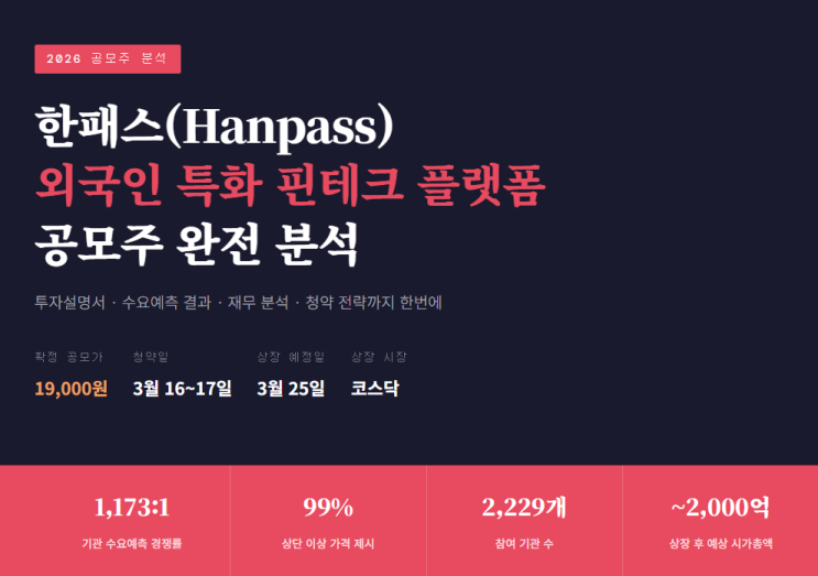  해외송금 핀테크 강자 '한패스' 공모주 상장 정보 및 전망 분석