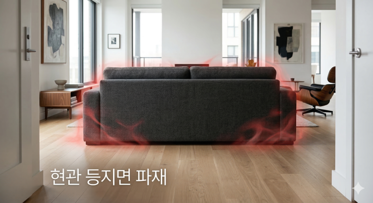  거실 소파 위치, 현관을 등지고 있다면 당장 방향부터 바꾸십시오 (인테리어 풍수)