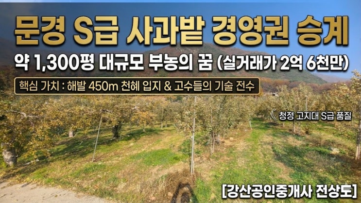  문경 사과 박사들이 인정한 명품 과수원, 경영의 가치를 중개하다