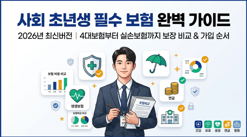 "사회 초년생 꼭 가입해야 할 보험 TOP5! 4대보험부터 실손보험까지 보장 비교 & 월 5만원대 저....