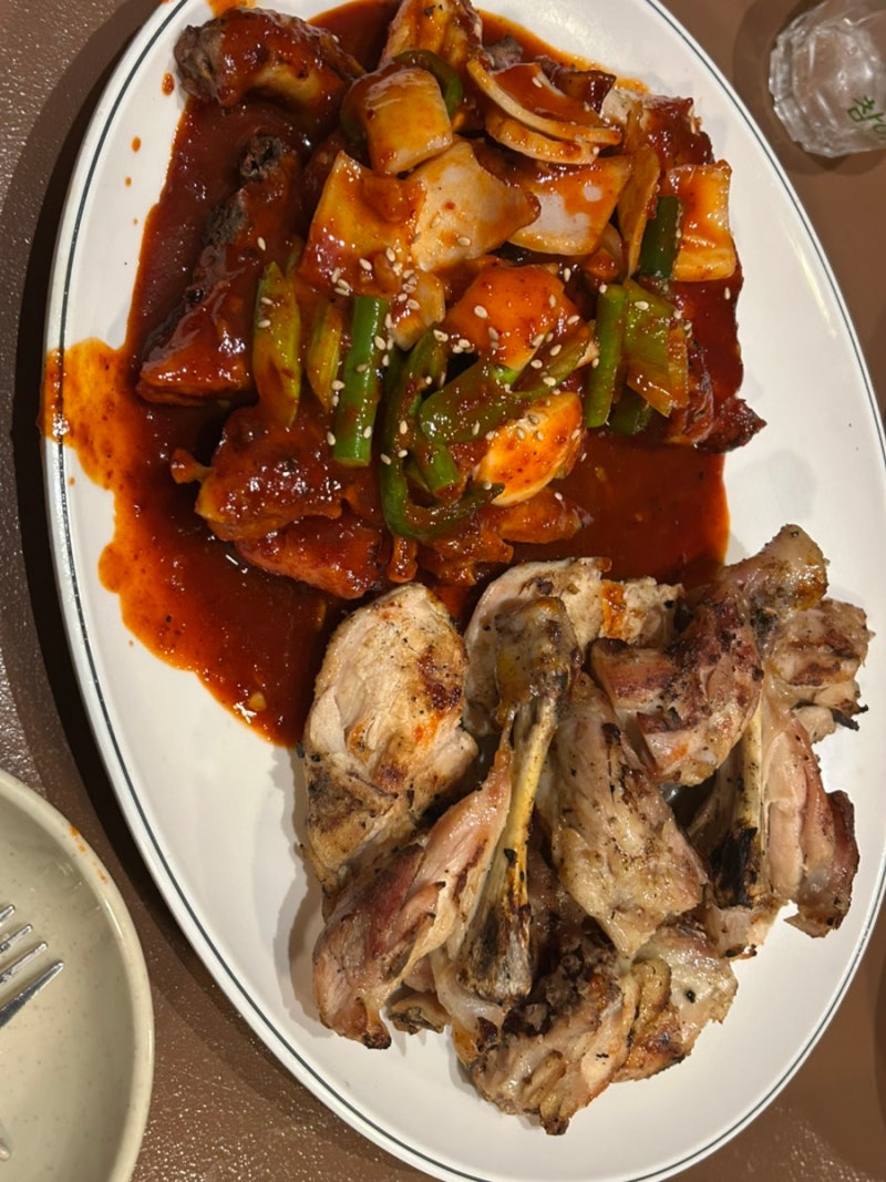 부천 신중동 맛집 원조숯불통닭 본점｜숯불치킨 양념·소금구이 후기