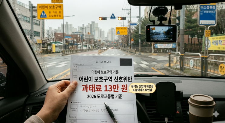  어린이 보호구역 신호위반 과태료 13만 원, 황색등 진입이 유죄일까?