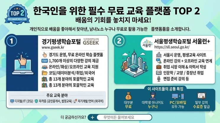  ️한국인이라면 무조건 알아둬야할 무료 교육플랫폼 2가지