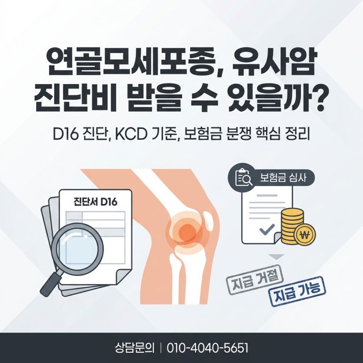  연골모세포종 Chondroblastoma D16 진단비 분쟁 원인과 솔루션