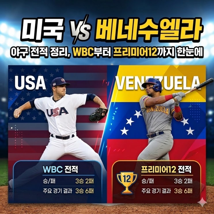  미국 vs 베네수엘라 야구 전적 정리, WBC부터 프리미어12까지 한눈에