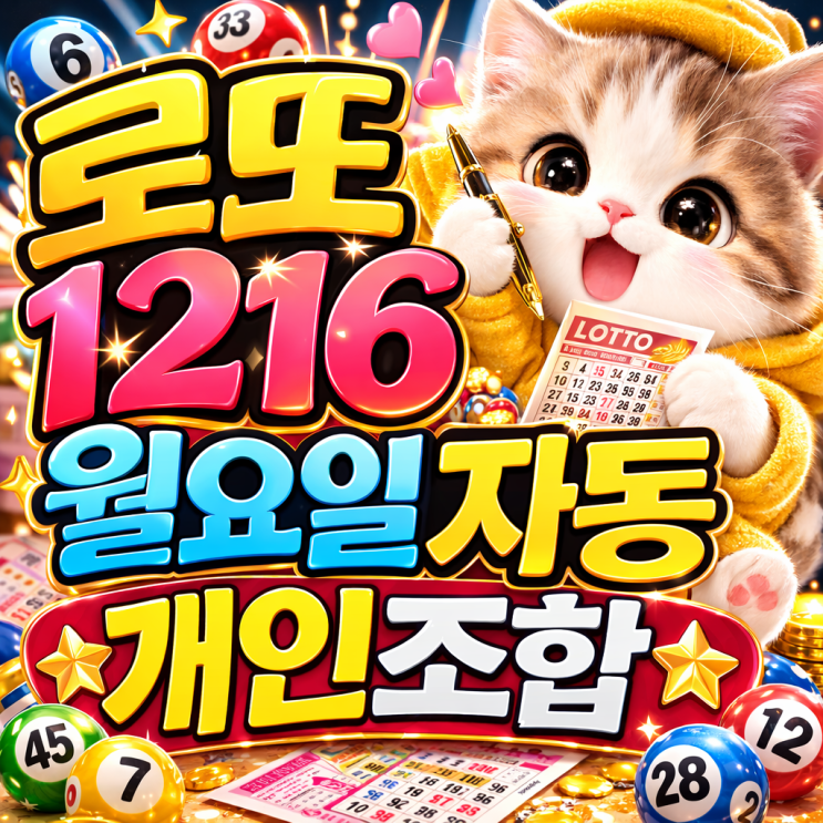  2026 로또 1216회 월요일 자동, 개인 조합! 이번 추천조합이 시선 끄는 이유는!?  