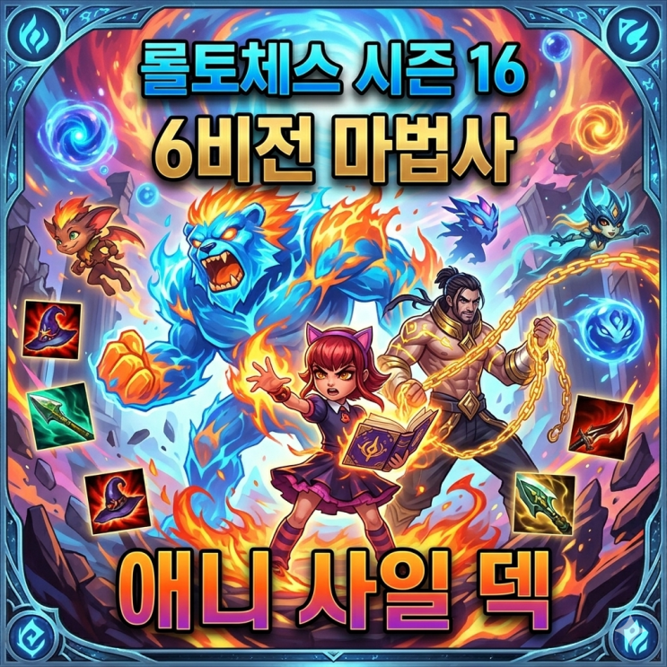 롤토체스 공략 : 6비전 마법사 애니 사일 덱