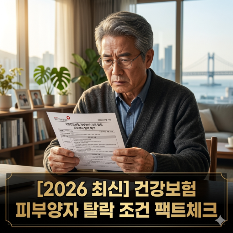  [2026 최신] 건강보험 피부양자 탈락 조건? 나도 모르게 자격 상실되는 3가지 기준