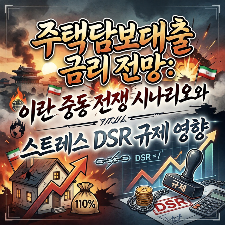  주택담보대출 금리 전망: 이란 중동 전쟁 시나리오와 스트레스 DSR 규제 영향