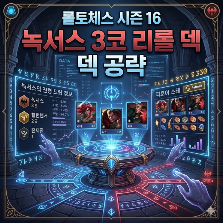 롤토체스 리롤덱 : 녹서스 3코 리롤 덱