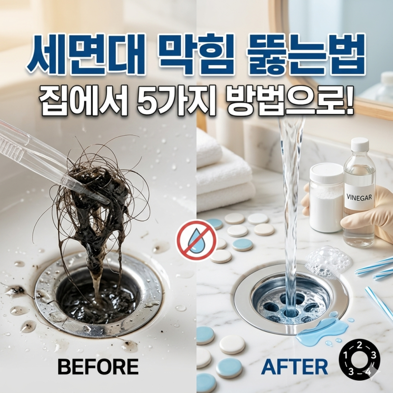 세면대 막힘 뚫는법 다이소 꿀템부터 비용 아끼는 5가지