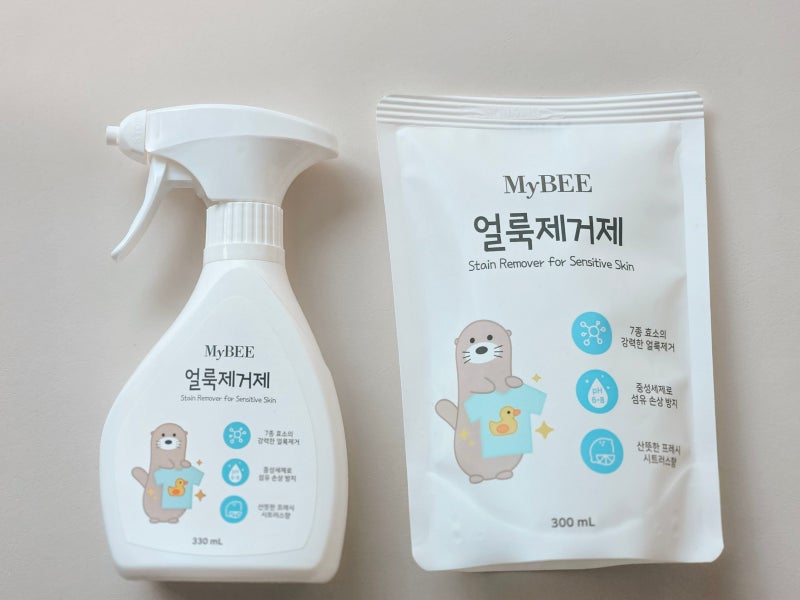 마이비 얼룩제거제 리필까지 사용하고 있는 아기 흰옷 부터 어른옷 누런때 제거