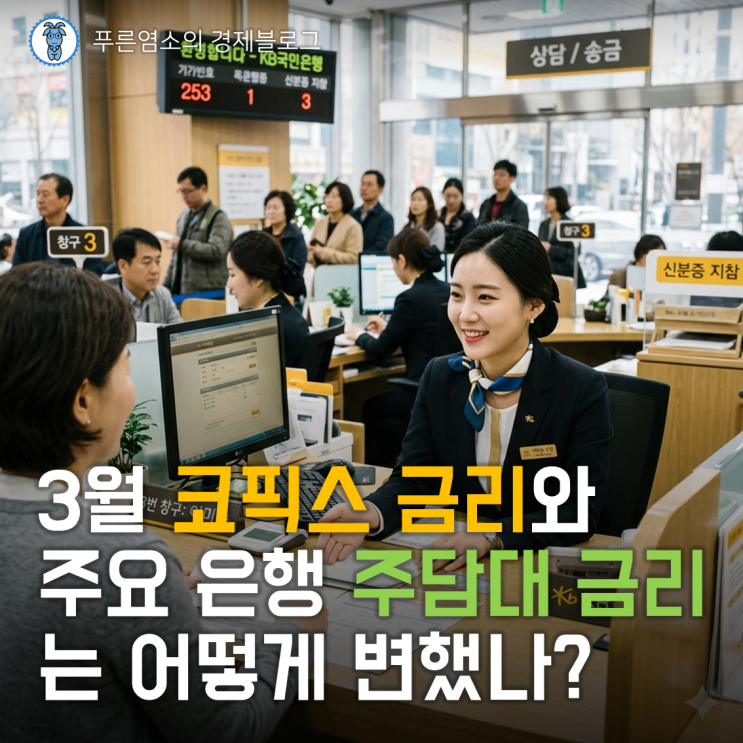  2026년 3월 COFIX 금리와 은행별 주택담보대출 금리 동향