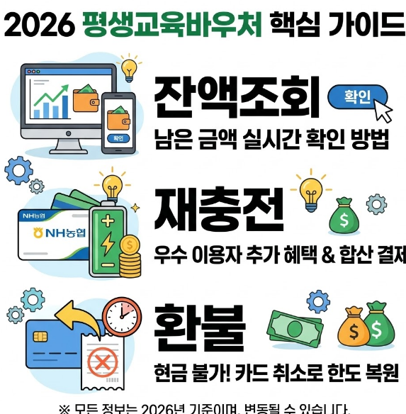 2026평생교육바우처 잔액조회, 재충전, 환불